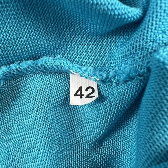 Worldly Things By‎ Styltricot Knit Blouse Shirt Womens 6 Light Blue Short Sleeve - Picture 15 of 16